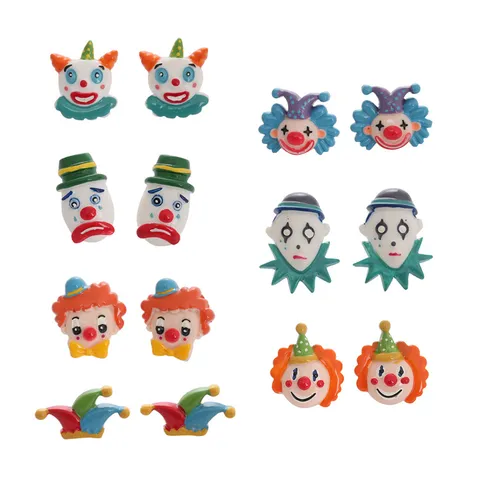 Harajuku Grappige Circus Clown Oorknopjes Voor Vrouwen Schattige Cartoon Hars Oorbellen Unieke Hip Hop Sieraden Voor Feest