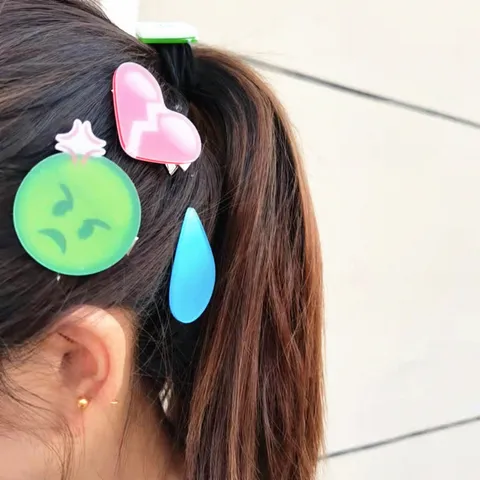 Lustige Emoji Haarklammern Harz Wassertropfen Wütend Schweiß Ausdruck Haarnadeln Für Mädchen Studenten Kawaii Haarschmuck