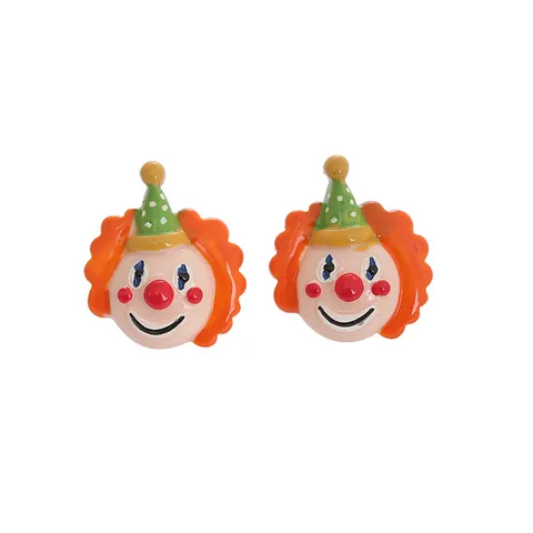 Harajuku Grappige Circus Clown Oorknopjes Voor Vrouwen Schattige Cartoon Hars Oorbellen Unieke Hip Hop Sieraden Voor Feest