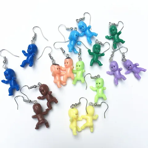 Handgefertigte Lustige Baby-Puppe Ohrhänger Süße Harz Puppe Ohrringe Trendige Skurrile Ohrclips Für Damen Teenager Schmuck Geschenk