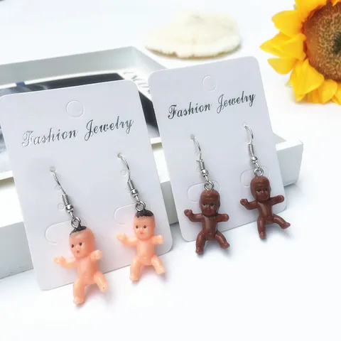 Handgefertigte Lustige Baby-Puppe Ohrhänger Süße Harz Puppe Ohrringe Trendige Skurrile Ohrclips Für Damen Teenager Schmuck Geschenk