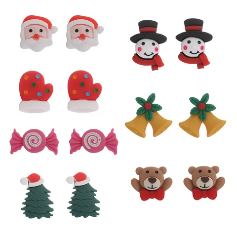 Süße Harz Weihnachten Ohrringe Kollektion Cartoon Weihnachtsmann Schneemann Rentier Weihnachtsbaum Ohrstecker Für Frauen Kinder Feiertag Party Schmuck