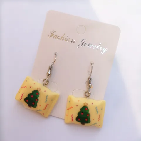 Weihnachten Harz Legierung Süßigkeitentasche Ohrhänger Süße Cartoon Weihnachtsmann Schneemann Weihnachtsbaum Ohrringe Für Damen Feiertags Party Schmuck