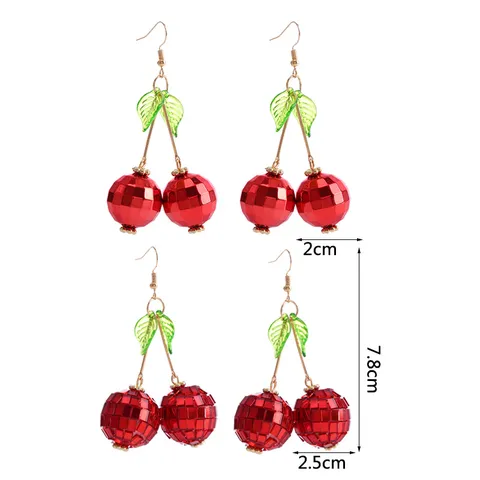 Rote Kirsche Lange Hänger Ohrringe Für Damen Süßer Japanischer Stil Frucht Harz Legierung Ohrringe Herbst Winter Schmuck Geschenk
