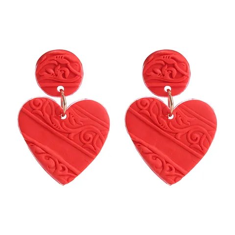 Handgefertigte Polymer-Ton Herz Ohrringe Süße Liebe Hängeohrringe Für Valentinstag Rosa Rote Herz Hänger Damen Schmuck