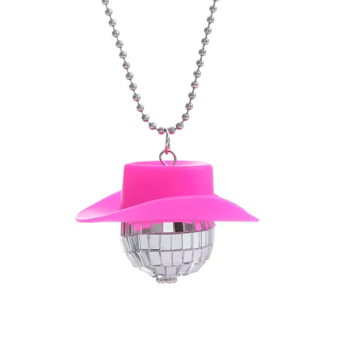 70er Jahre Retro Disco Cowboyhut Spiegelkugel Ohrringe Halskette Set Für Damen Halloween Cosplay Party Schmuck Kostüm Zubehör