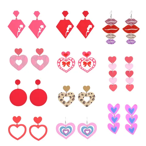 Acryl Rote Herz Ohrhänger Für Damen Valentinstag Personalisierte Trendige LOVE Buchstaben Hängeohrringe Statement Schmuck