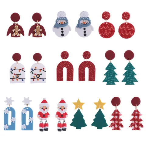 Handgefertigt Weihnachten Polymeer-Ton Ohrringe Für Damen Geometrisch Schneemann Baum Weihnachtsmann Lebkuchenmann Festlich Legierung Schmuck