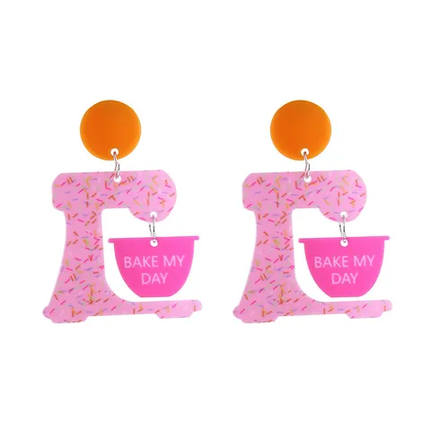 Pendientes de Acrílico Divertidos Forma de Comida Y2K Estampados Burger Patatas Pastel Cocktail Mixer Pendientes para Mujer Joyería