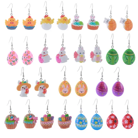 Easter Earrings For Women Cartoon Rabbit Chick Carrot Easter Egg Earrings Cute Resin Drop Earrings Festive Party Jewelry Gifts