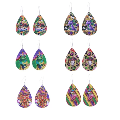 Mardi Gras Holz Ohrringe Für Damen Karneval Party Maske Krone Hummer Krokodil Druck Geometrische Hängeohrringe Statement Urlaub Schmuck Geschenk