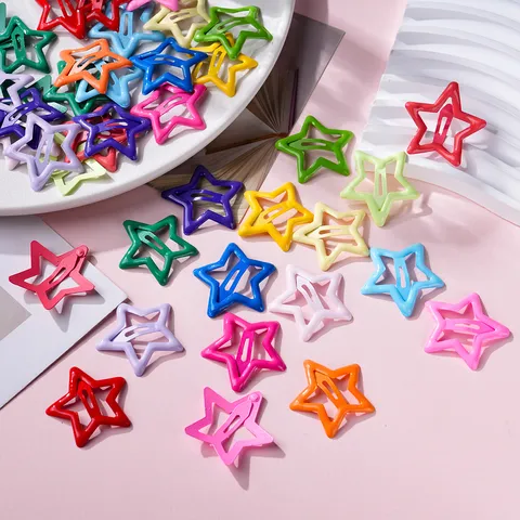 Colorful Hollow Star Hair Clips Iron Dripping Oil BB Clips For Kids Girls Pentagram Hairpins Cute Hair Accessories