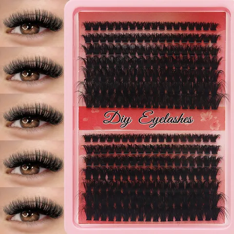 DIY Segmented Cluster False Eyelashes Synthetic Fiber Fluffy Volume Heat Fused Eyelash Extension Kit for Women Makeup Natural Looking Extension