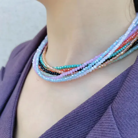 Mode Bunte Glas Künstliche Kristall Perlen Choker Halskette Für Damen Westlichen Sweet Cool Stil Sommer Schmuck Zubehör