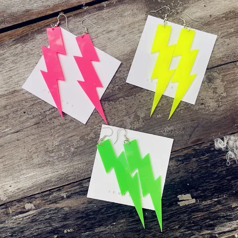 Neon Acryl Geometrische Oorbellen Retro Jaren 80 Ster Bliksem Waterdruppel Oorbellen Voor Vrouwen Feest Gepersonaliseerde Oorbellen