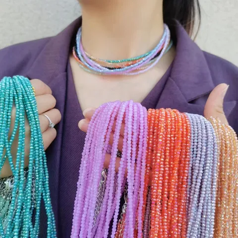Mode Bunte Glas Künstliche Kristall Perlen Choker Halskette Für Damen Westlichen Sweet Cool Stil Sommer Schmuck Zubehör