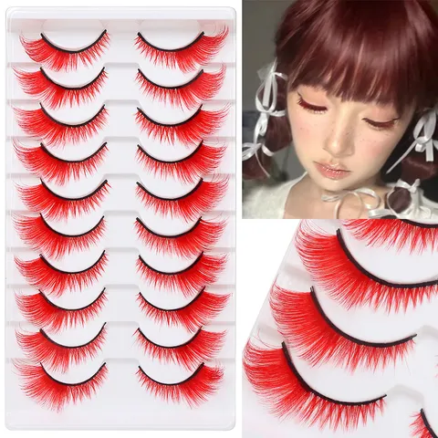 Bunte Katzenauge Falsche Wimpern Kunstfaser Dekorative Wimpern Für Kreatives Bühnen-Makeup Party Kostüme Damen Beauty Tool