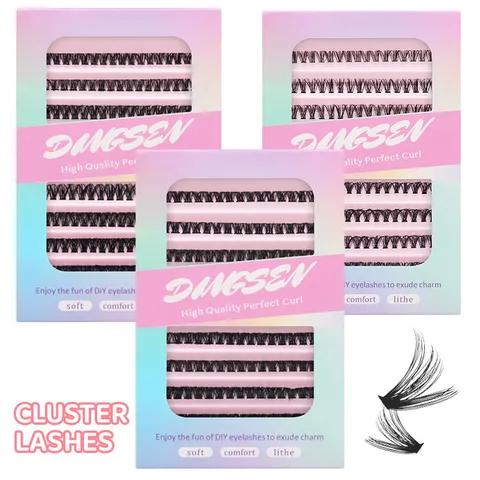 Natural Long Segmented Individual Cluster False Eyelashes Synthetic Fiber DIY Extension Eyelashes Cluster Lashes For Women Everyday Makeup