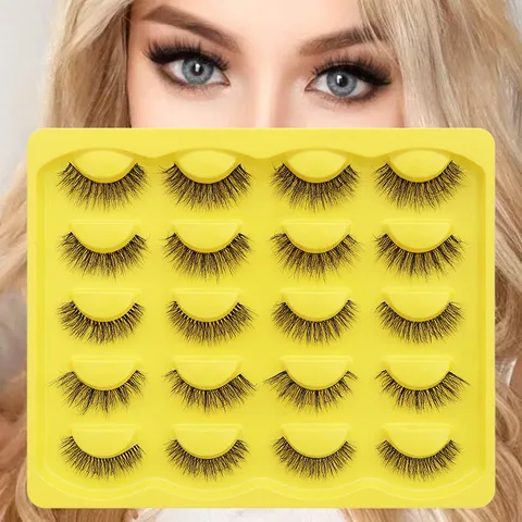 Natürliche Dicke Falsche Wimpern Messy Look Doppel Angelschnur Kunstfaser Augen Makeup Enhancer Für Damen Täglich Party