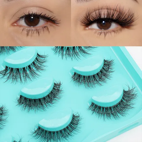 Natürliche Dicke Falsche Wimpern Messy Look Doppel Angelschnur Kunstfaser Augen Makeup Enhancer Für Damen Täglich Party