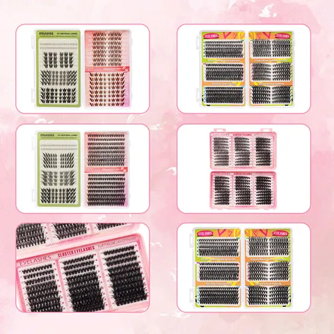 DIY Segmentiertes Cluster Falsche Wimpern Buch Gemischt 30D 40D 50D 60D 80D 100P Kunstfaser Natürliche Comic Wimpernverlängerung