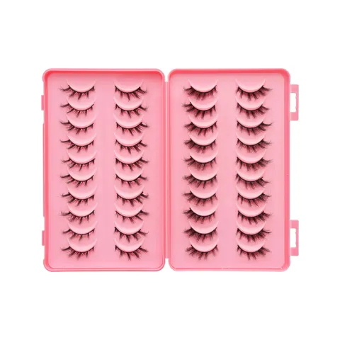 20 Paar Dicke Natürliche Falsche Wimpern Set Synthetikfaser Wimpernbuch Mit Baumwollfaden Stiel Gekräuselt Make-up Wimpern