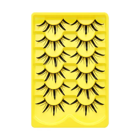 Synthetikfaser Falsche Wimpern Dick Dicht Natürlich Aussehende Wispy Wimpern Für Damen Makeup Schönheit Zubehör Gelbe Schale
