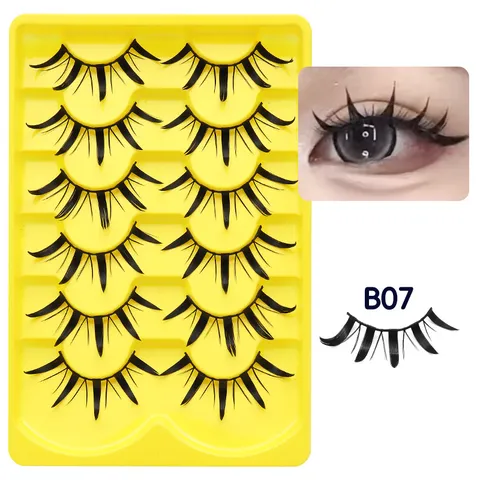 Synthetikfaser Falsche Wimpern Dick Dicht Natürlich Aussehende Wispy Wimpern Für Damen Makeup Schönheit Zubehör Gelbe Schale