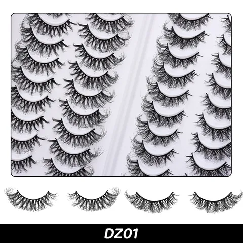 20 Paar Dicke Natürliche Falsche Wimpern Set Synthetikfaser Wimpernbuch Mit Baumwollfaden Stiel Gekräuselt Make-up Wimpern