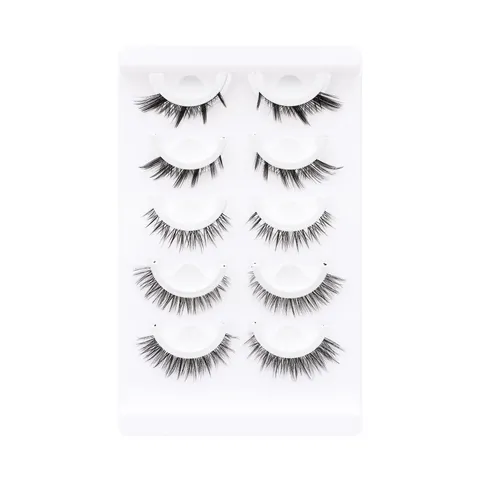 Faux Cils Auto-adhésifs Sans Colle Naturels Longs Épais en Fibre Synthétique Extensions de Cils Réutilisables Outil de Maquillage pour Femmes