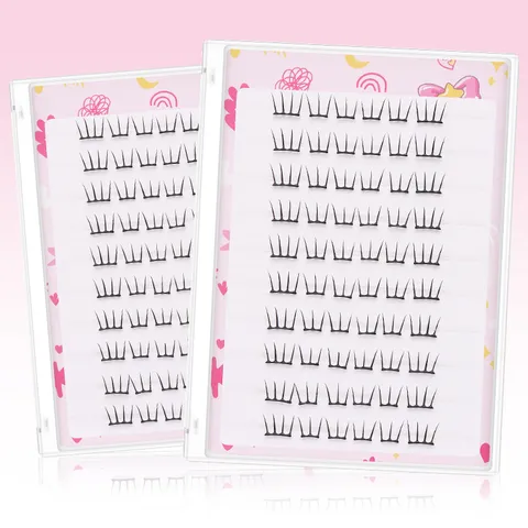 Kleberfreie Segmentierte Falsche Wimpern Künstliche Faser Selbstklebende Cluster-Wimpern DIY Verlängerung Natürliches Make-up Täglich Damen Wimpern
