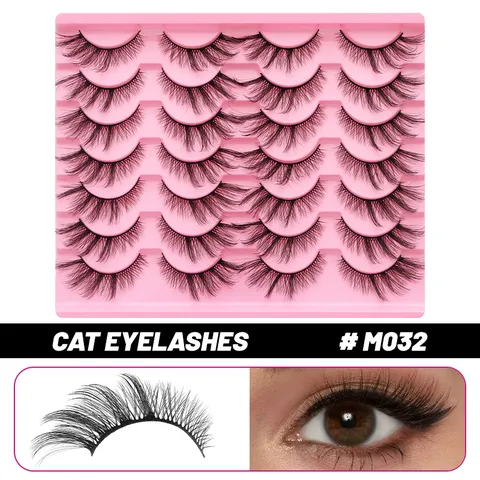 Fox Style Katzenauge Falsche Wimpern Schräg Dick Geschwungen Importierte Faser Wispy Augenverlängerung Make-up Für Damen