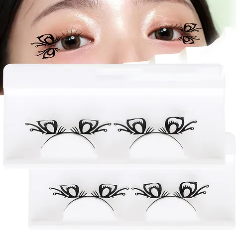 Pestañas Postizas en Forma de Mariposa 3D Caladas por Láser Pestañas de Maquillaje de Escenario Un Par de Pestañas Artísticas Creativas