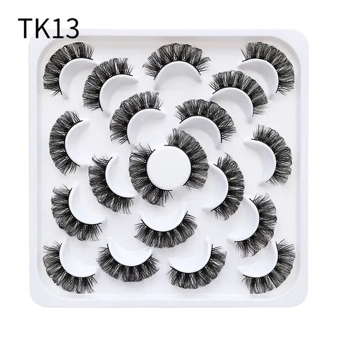 Natural Curling Synthetic Fiber False Eyelashes Thick Voluminous DD Curl Eyelashes Flower Tray Pack Everyday Eye Makeup For Women