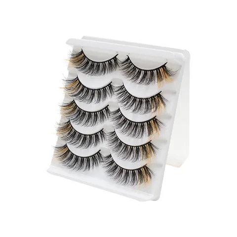 Farbige Falsche Wimpern 5D Lockig Natürlich Flauschig Gemischte Farben Wimpern Für Damen Make-Up Täglich Party Cosplay Lashes