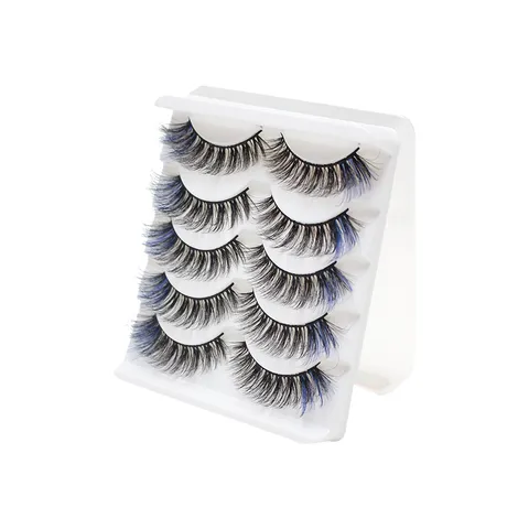 Farbige Falsche Wimpern 5D Lockig Natürlich Flauschig Gemischte Farben Wimpern Für Damen Make-Up Täglich Party Cosplay Lashes