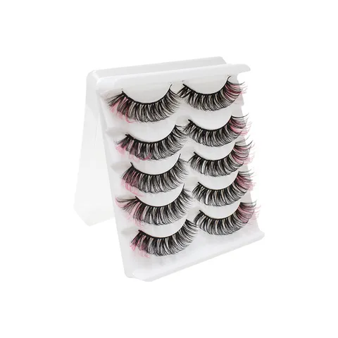 5 Paare Farbige Falsche Wimpern DD-Locke Kunstfaser Natürliche Dichte Gemischte Farben Wimpernverlängerung Für Damen Party