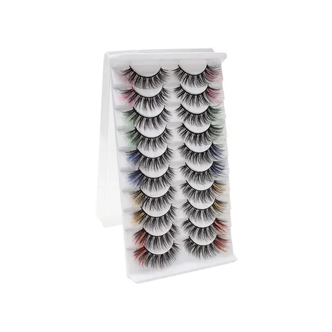 Bunte 3D Falsche Wimpern Dicke Voluminöse Lockige Künstliche Nerzwimpern Für Make-up Party Damen Schönheit Zubehör