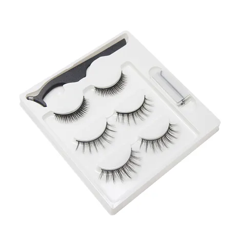 Faux Cils Auto-adhésifs Sans Colle Cils Naturels Segmentés Avec Pince À Epiler Et Bandes Adhésives Pour Maquillage Des Yeux Femme