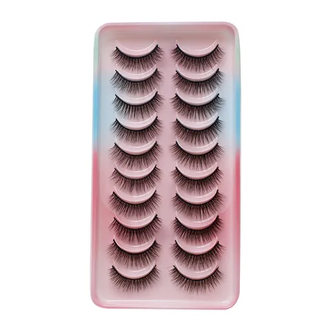 Natürliche Lange Falsche Wimpern 3D-Effekt Kleiner Teufel Stil Kunstfaser Wimpern Set Für Damen Tägliches Augen Make-up