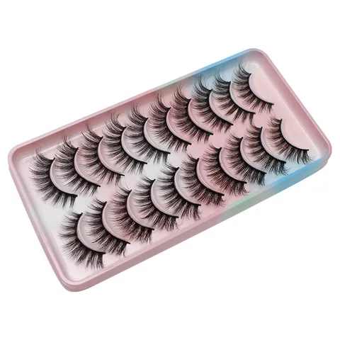 Natürliche Lange Falsche Wimpern 3D-Effekt Kleiner Teufel Stil Kunstfaser Wimpern Set Für Damen Tägliches Augen Make-up
