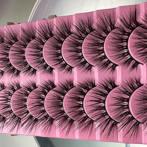 Natürliche Voluminöse Kunstfaser Falsche Wimpern L Schwung Weiche Make Up Wimpernverlängerung Set Für Damen Kosmetik Alltag Schönheit