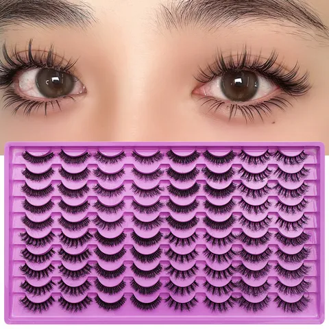 Voluminous Natural False Eyelashes Set Segmented Multi-Layered Lashes Extensions Synthetic Fiber Makeup For Women