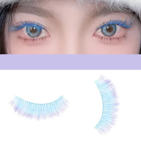 Dramatische Farbverlauf Bunte Falsche Wimpern Gefiederte Unordentliche Wimpern Für Cosplay Bühne Makeup Party Kunstfaser Wimpern Mit Tablett