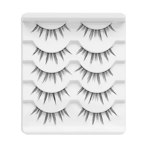 Pestañas Postizas Segmentadas Estilo Duende Gato Grupos Individuales Naturales Rizadas de Fibra Sintética para Maquillaje Diario de Mujer