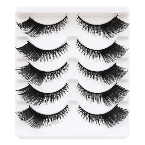 Cat Eye False Eyelashes Natural Wispy Eye Extension Synthetic Fiber Eyelashes Handmade Set For Makeup Women Daily Party
