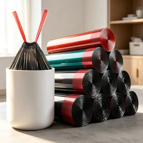 Bolsas de Basura Domésticas Bolsas de Basura con Cordón Espesadas Bolsas de Basura de Plástico Portátiles Para Cocina Hogar