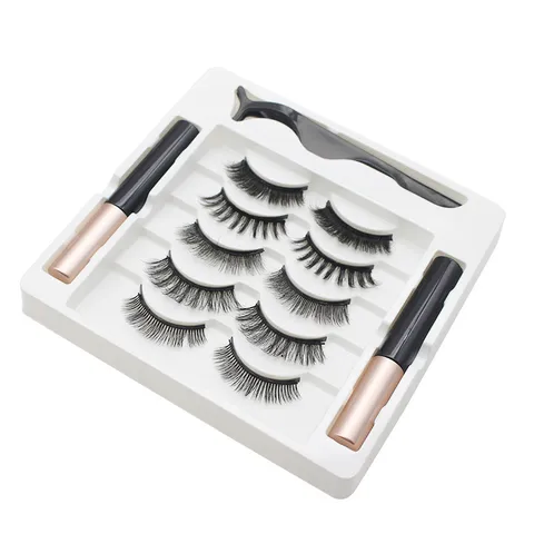 Magnetisches Falsche Wimpern Set Mit Magnetischem Flüssigem Eyeliner Und Applikator-Pinzette Importierte Faser Locken Natürliche Wimpern Für Damen Make-up