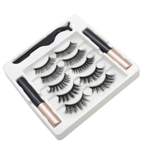 Magnetisches Falsche Wimpern Set Mit Magnetischem Flüssigem Eyeliner Und Applikator-Pinzette Importierte Faser Locken Natürliche Wimpern Für Damen Make-up