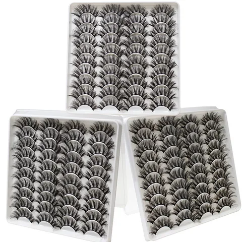 Natürliche Voluminöse Falsche Wimpern Set Stereoskopisch Geschwungene Künstliche Wimpern Packung Lange Weiche Fasern Wimpernverlängerung Make-up Tool
